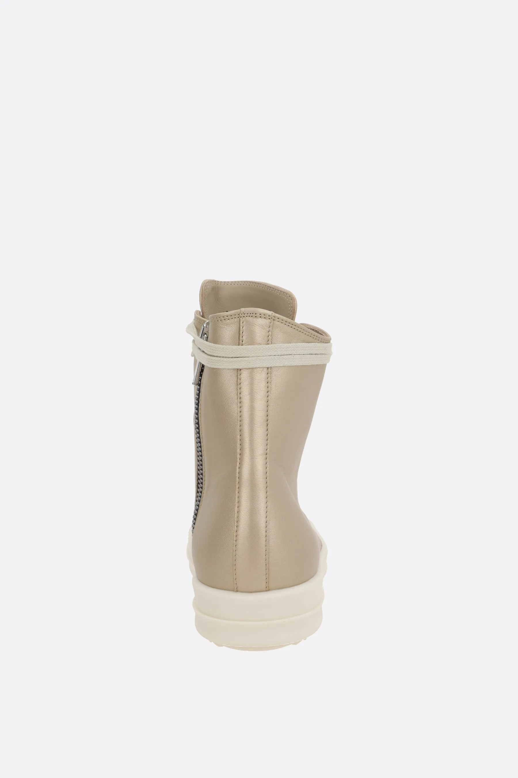 high-top sneakers in laminated nappa