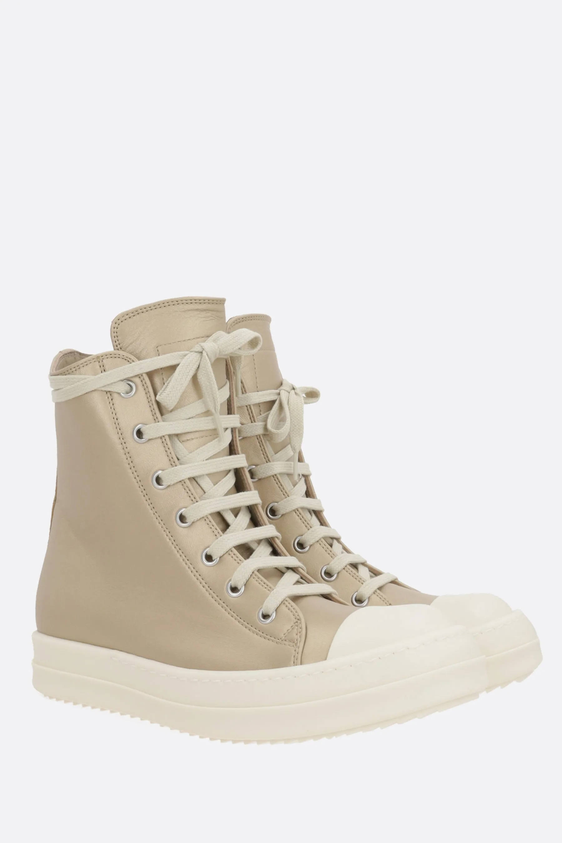 high-top sneakers in laminated nappa