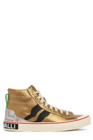 Just Cavalli Metallic High-Top Lace-Up Sneakers