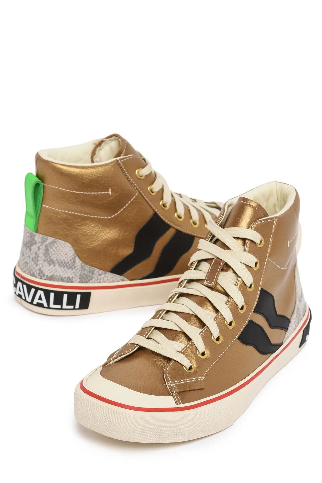 Just Cavalli Metallic High-Top Lace-Up Sneakers