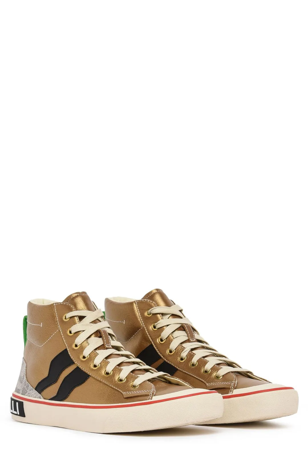 Just Cavalli Metallic High-Top Lace-Up Sneakers