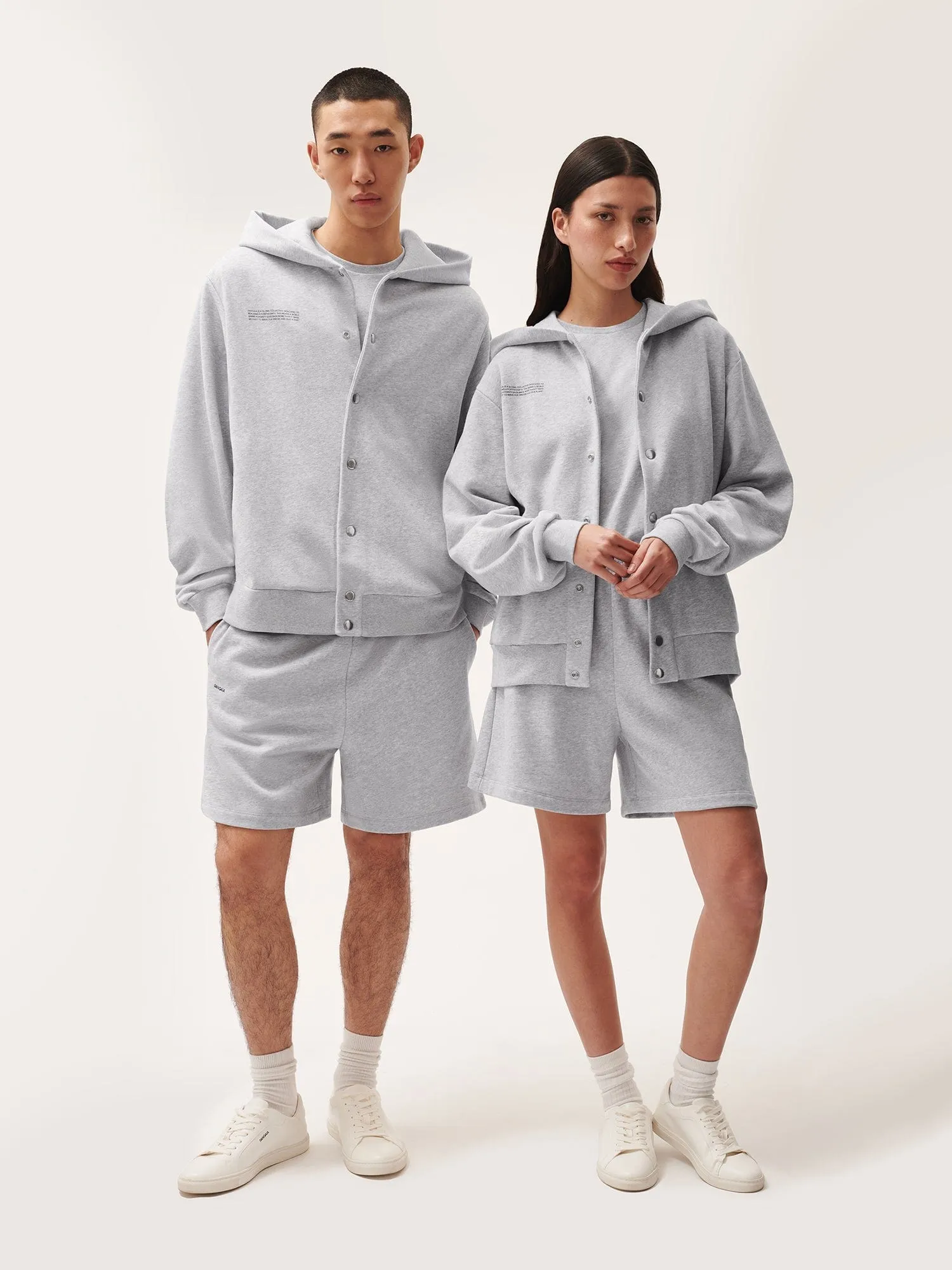 Mens 365 Midweight Snap Button Hoodie—grey marl