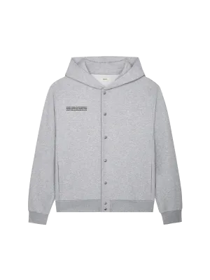 Mens 365 Midweight Snap Button Hoodie—grey marl