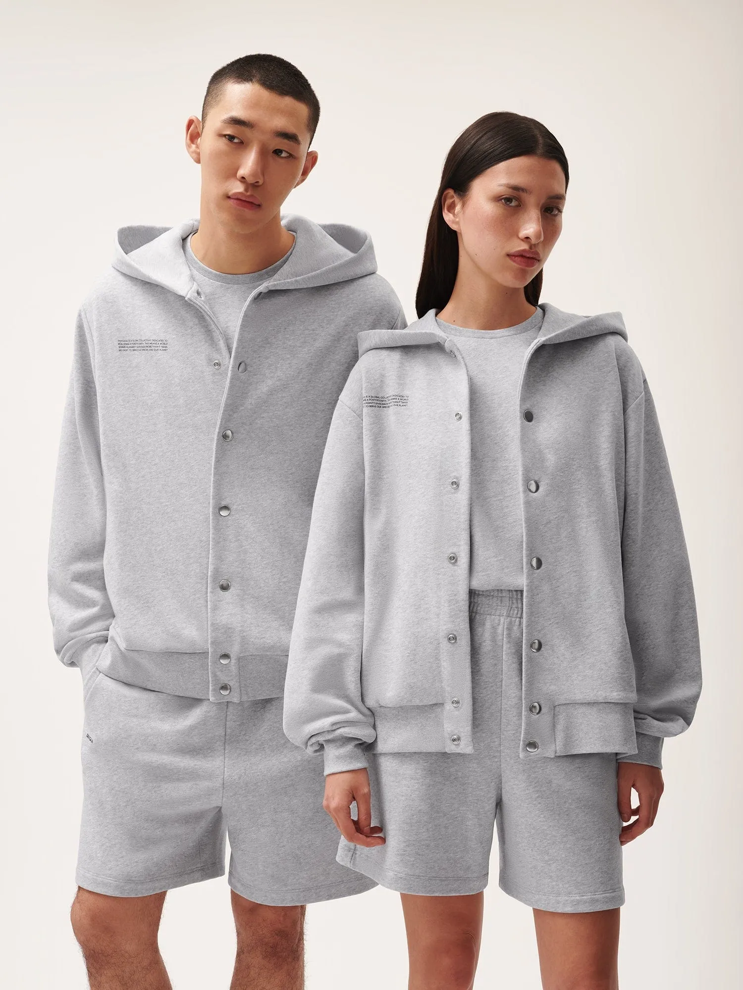 Mens 365 Midweight Snap Button Hoodie—grey marl
