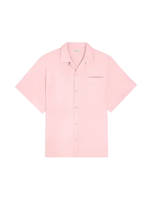 Mens DNA Aloe Linen Camp Collar Shirt—magnolia pink