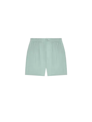 Mens DNA Aloe Linen Mid Length Shorts—eucalyptus blue