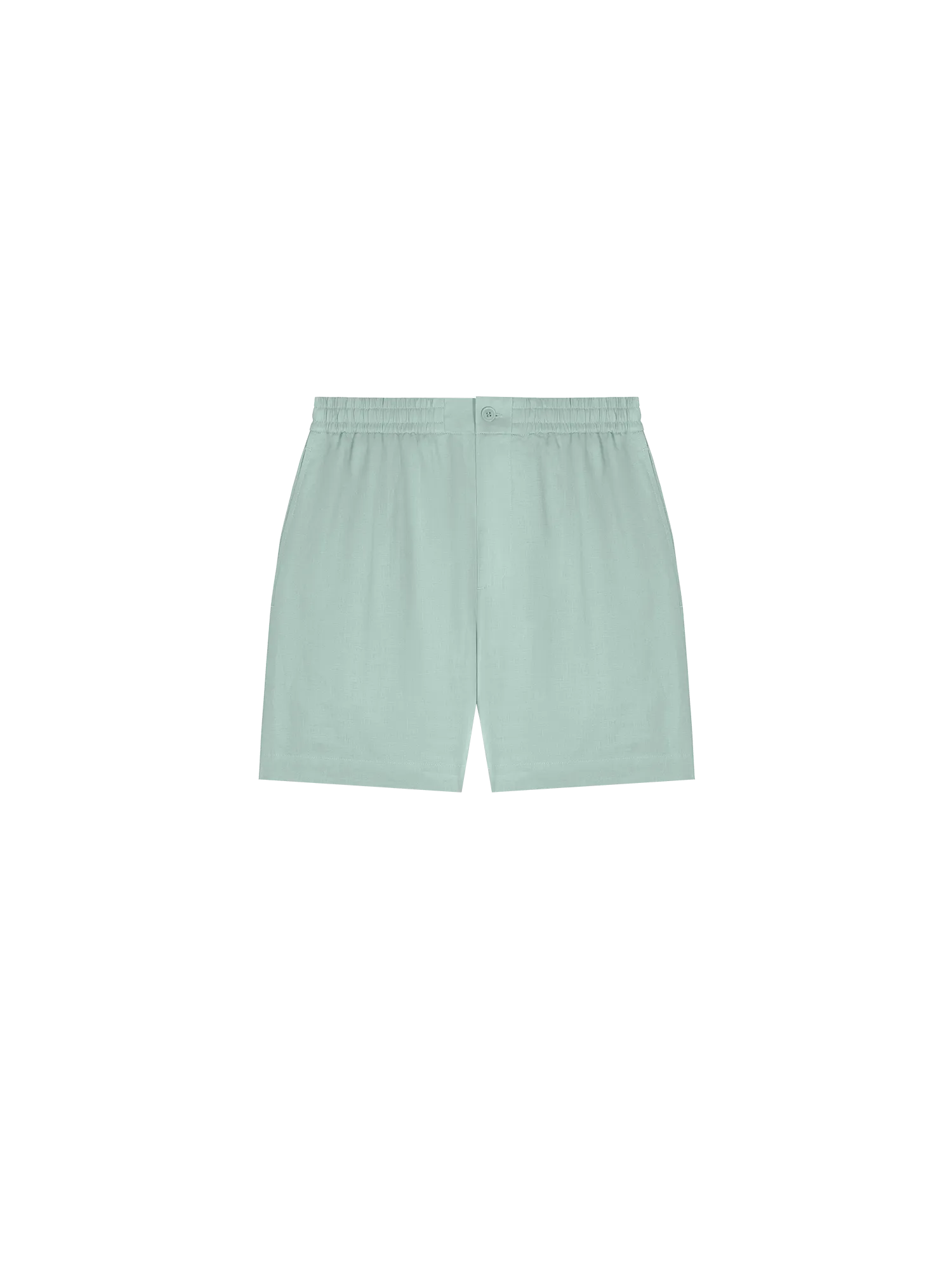 Mens DNA Aloe Linen Mid Length Shorts—eucalyptus blue