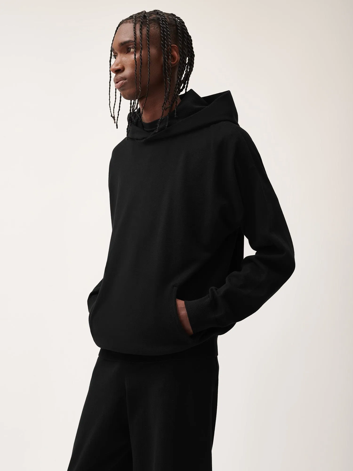 Mens DNA Knitted Hoodie—black