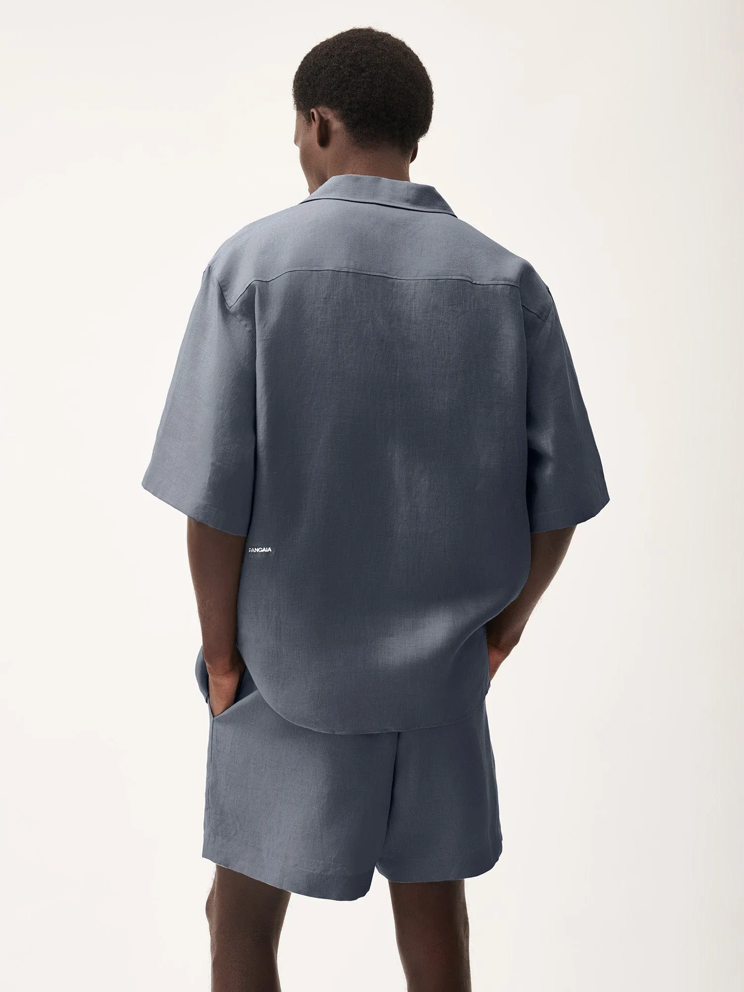 Mens DNA Linen Camp Collar Shirt—atmosphere grey