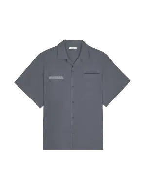 Mens DNA Linen Camp Collar Shirt—atmosphere grey