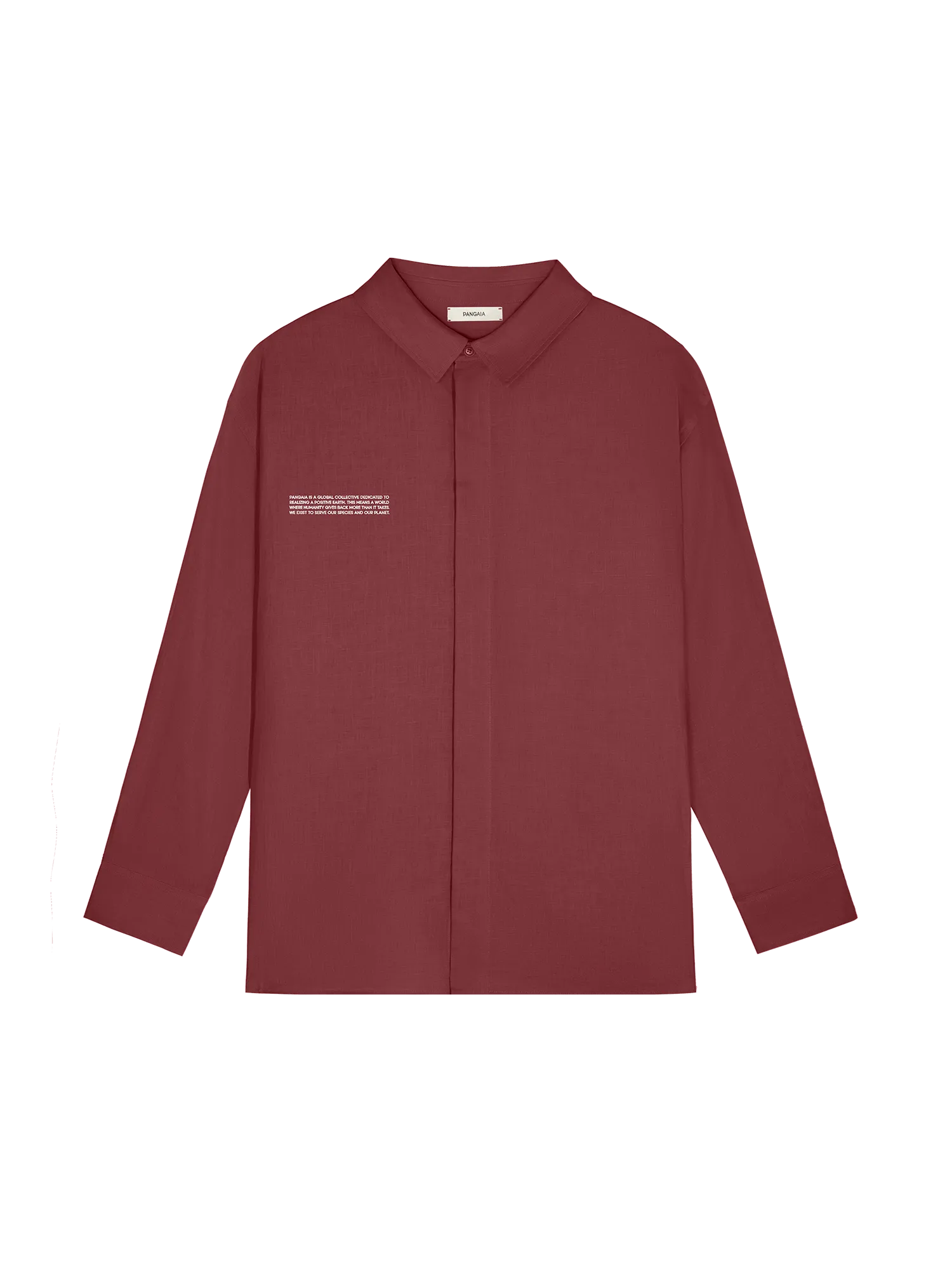Mens DNA Linen Collared Long Sleeve Shirt—garnet red