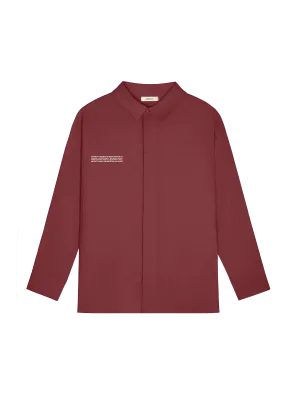 Mens DNA Linen Collared Long Sleeve Shirt—garnet red