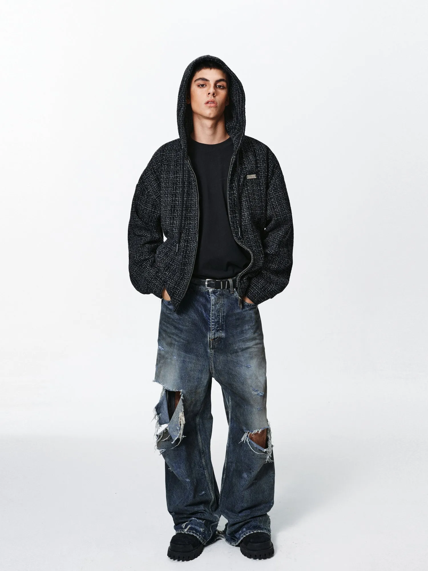 PCLP Textured Stripe Cardigan Sweatshirt