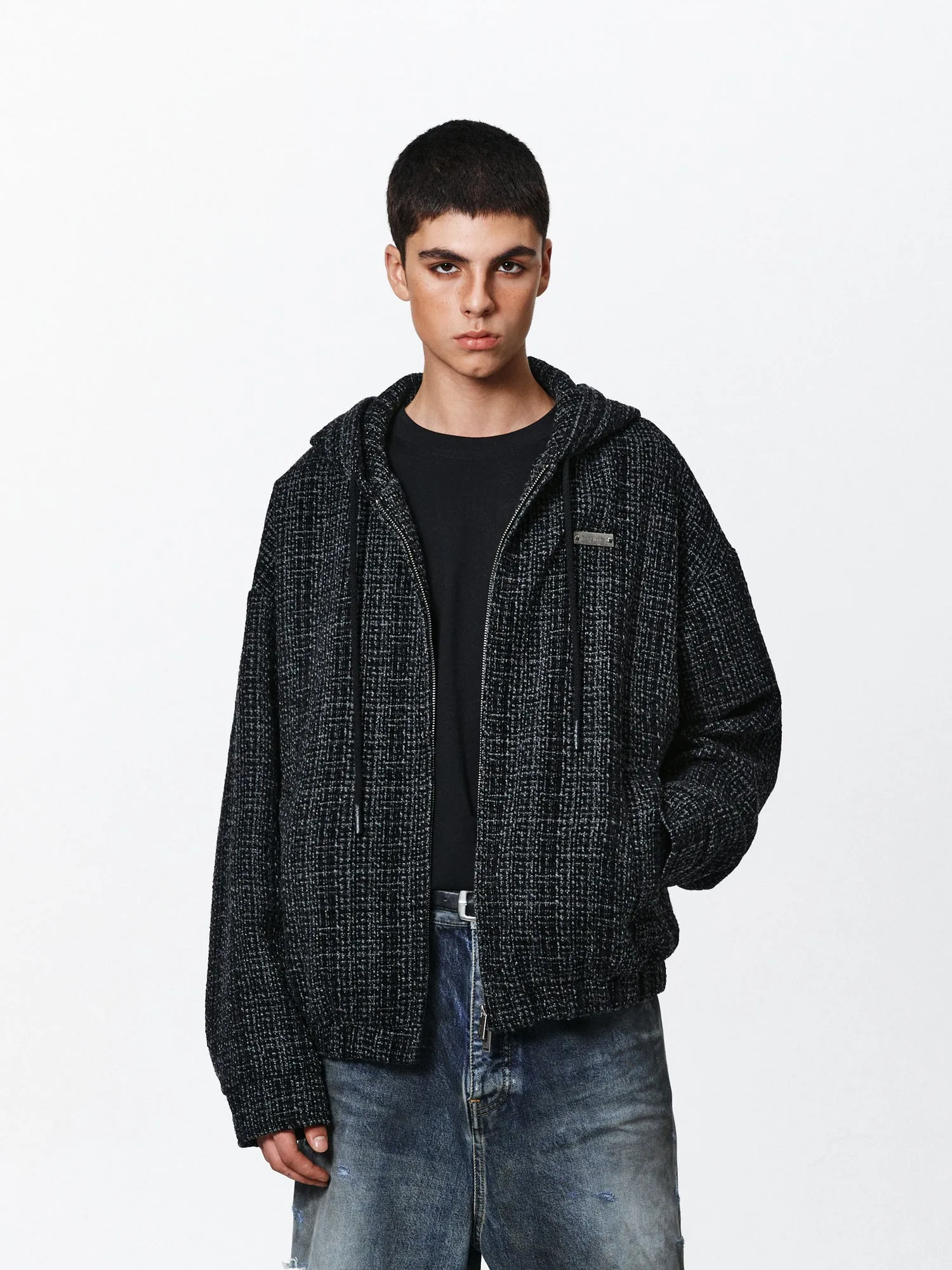 PCLP Textured Stripe Cardigan Sweatshirt