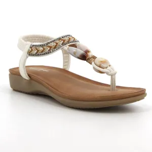 Pierre Cardin Shelly Trimmed  Thong Sandal - White