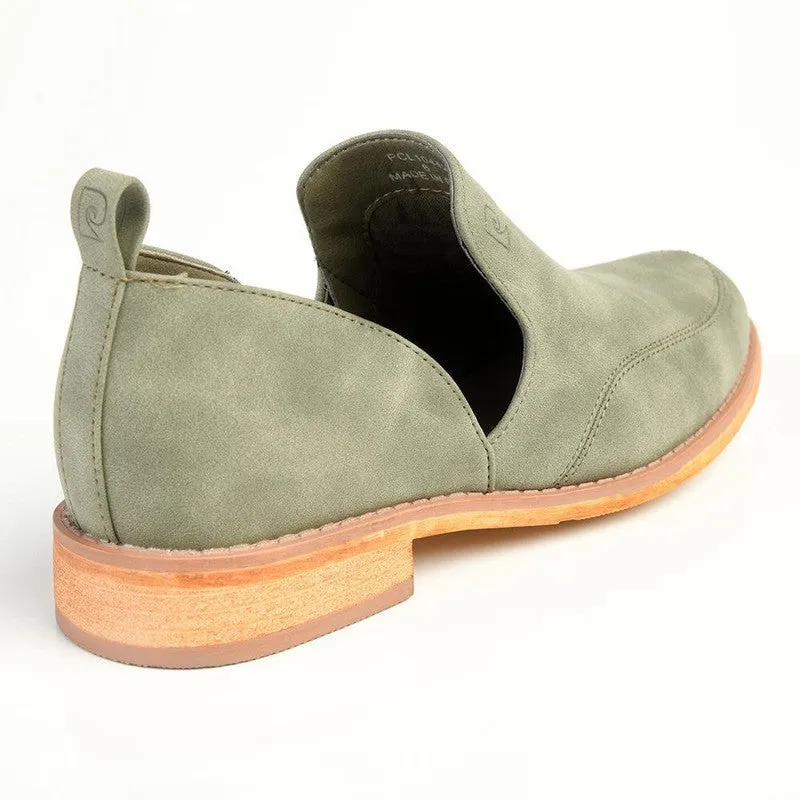 Pierre Cardin Slip On Boot With Cut Out Detail - Olive