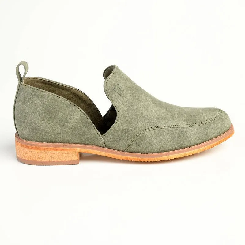 Pierre Cardin Slip On Boot With Cut Out Detail - Olive