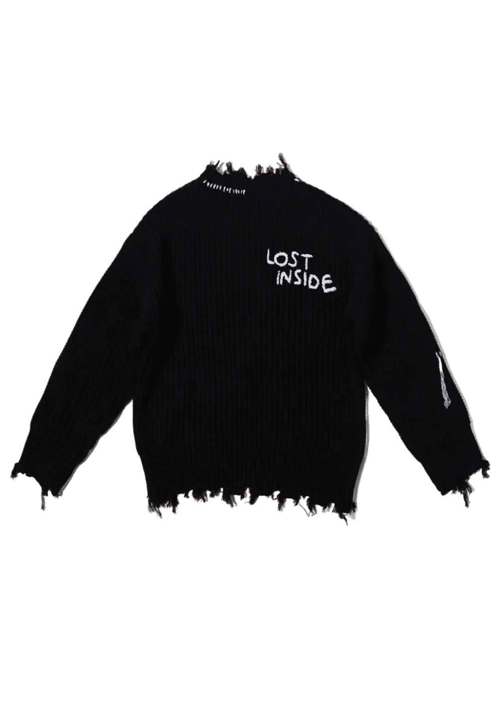 Round Neck Ripped Sweater