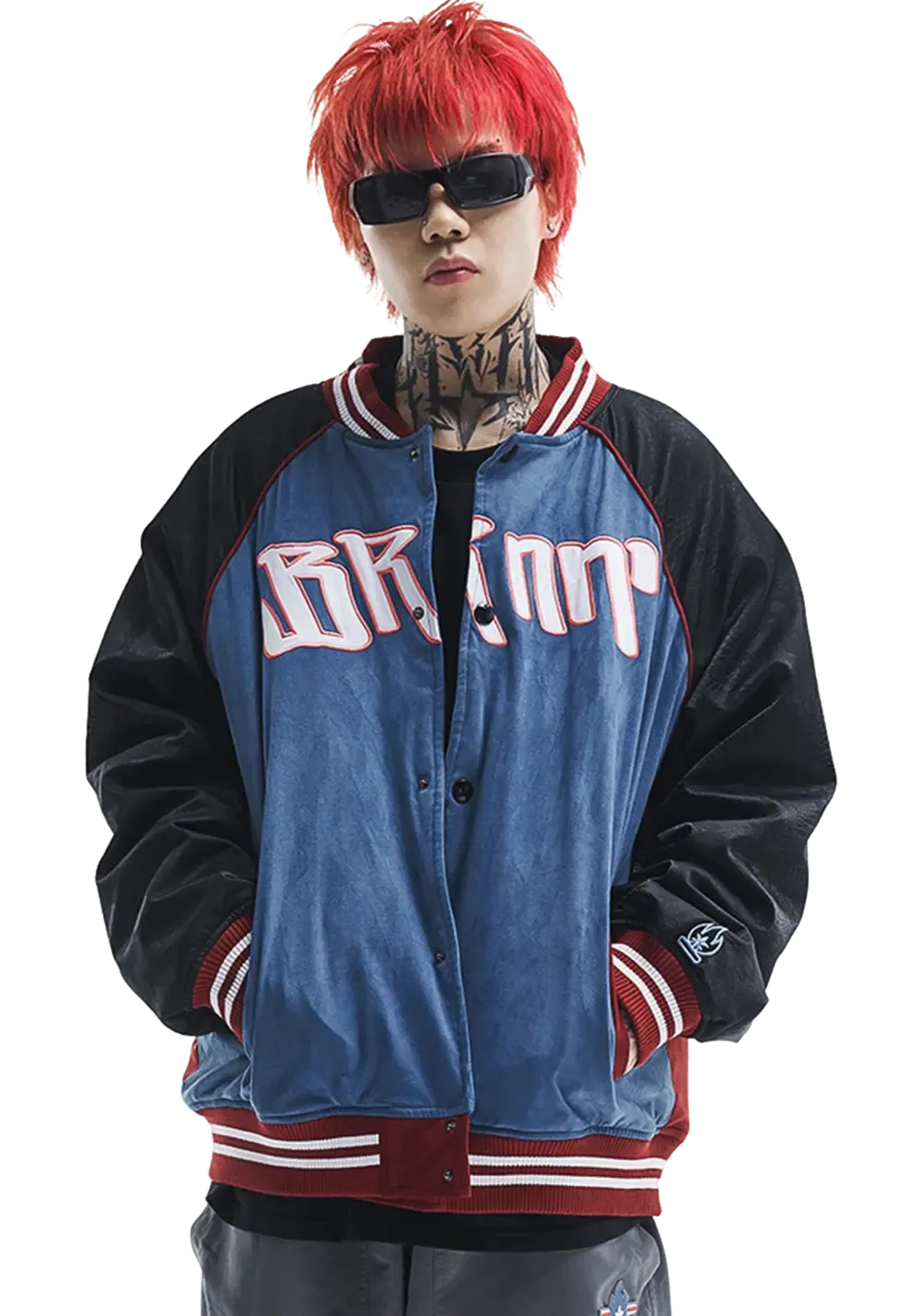 Snake Print Patchwork Baseball Jersey
