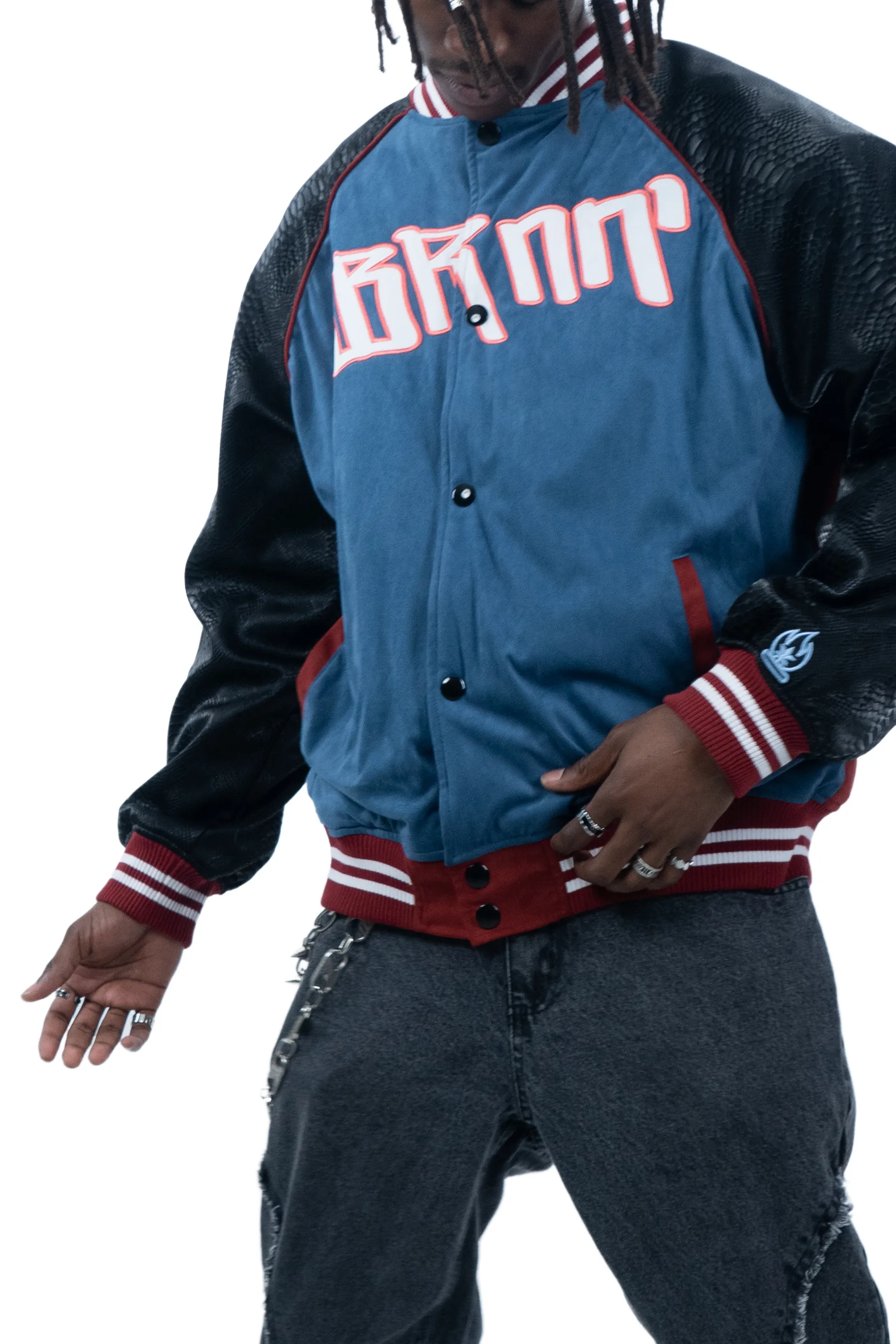 Snake Print Patchwork Baseball Jersey