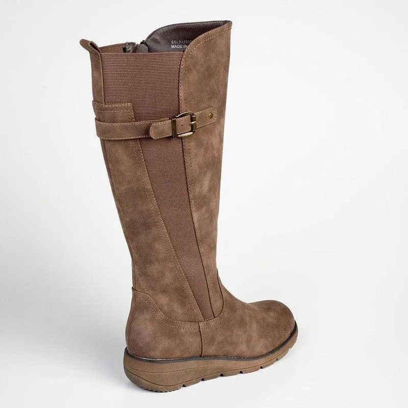 Soft style by Hush Puppies Osvalda Rider Boot - Dark Taupe