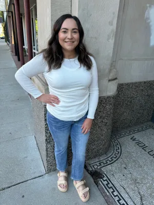 Stacy Ivory Ribbed Long Sleeve Top