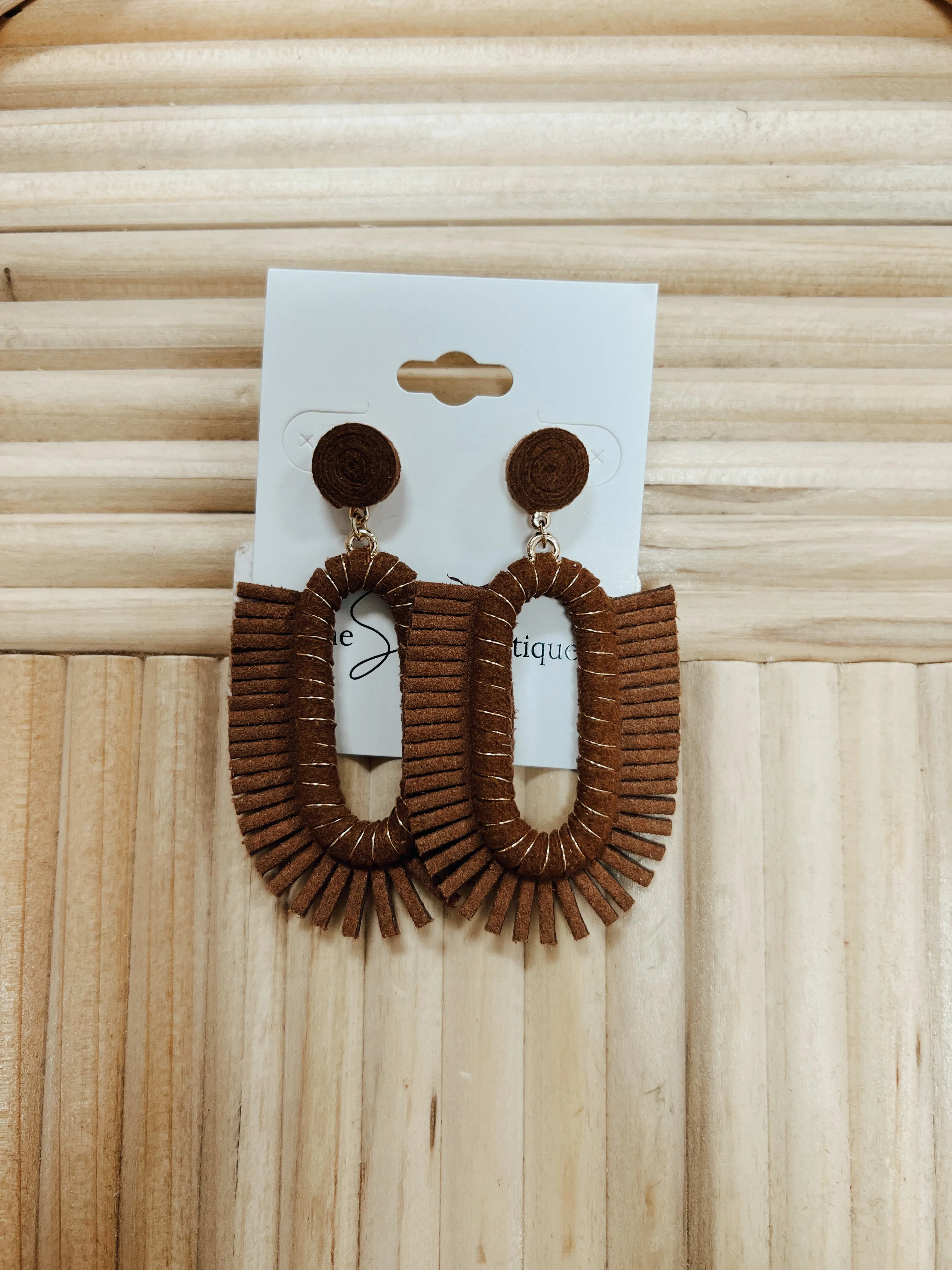 Suede Fringe Dangle Earrings