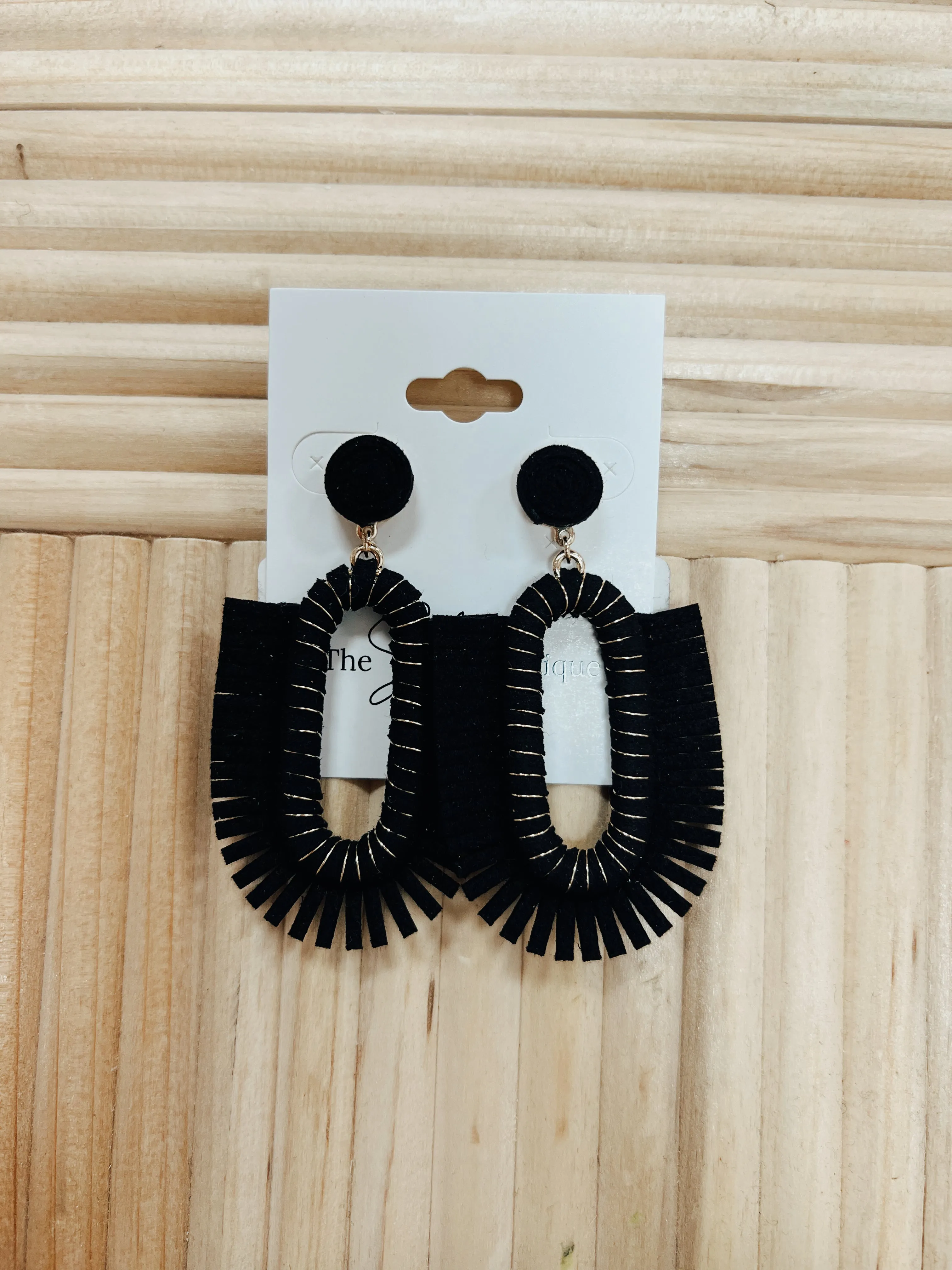 Suede Fringe Dangle Earrings