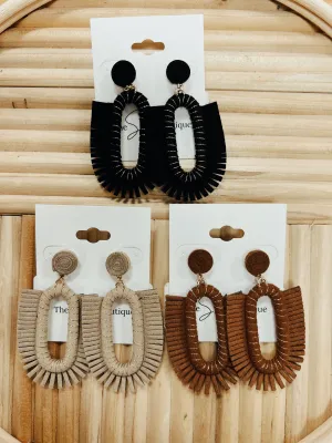 Suede Fringe Dangle Earrings