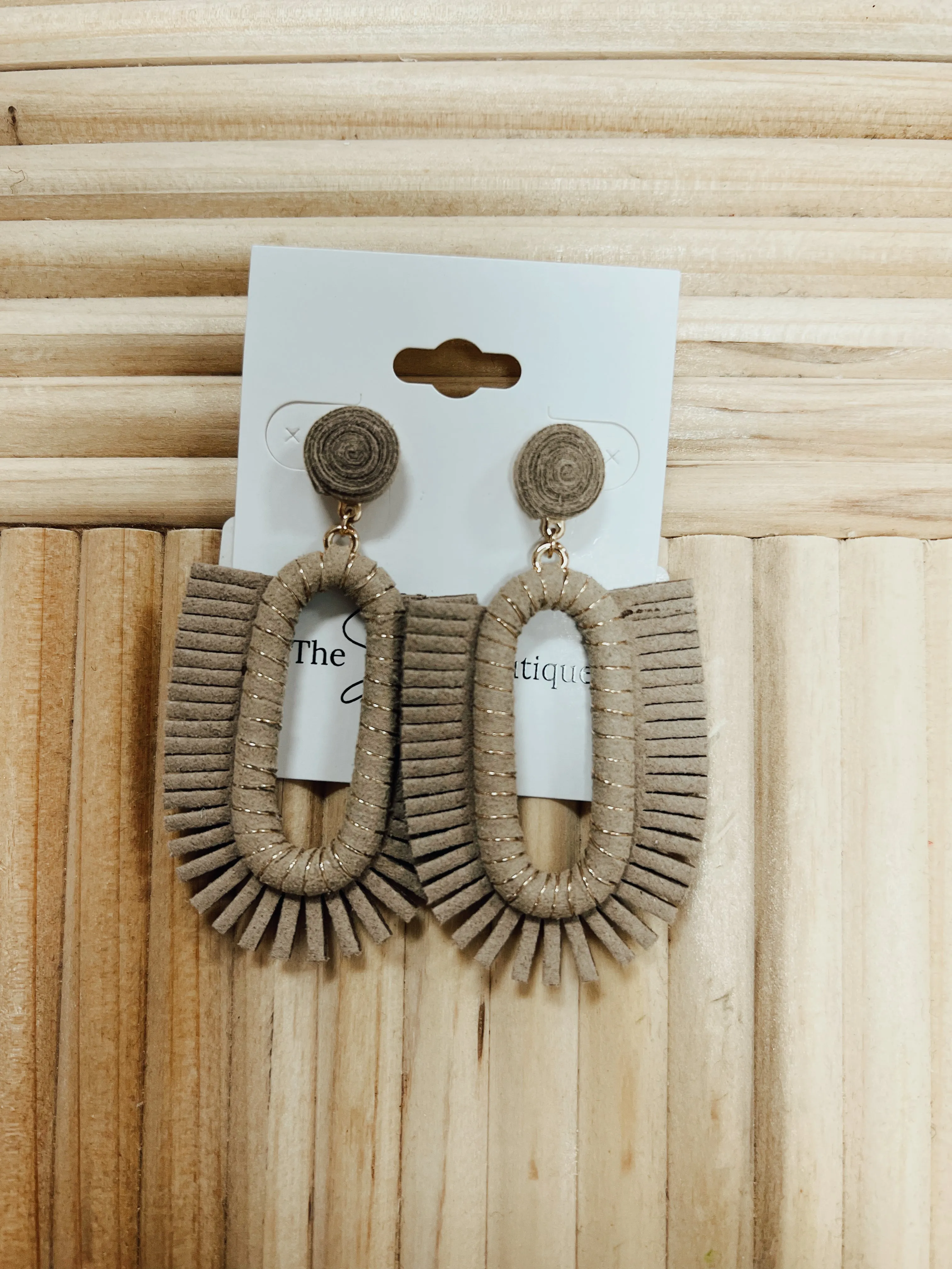 Suede Fringe Dangle Earrings