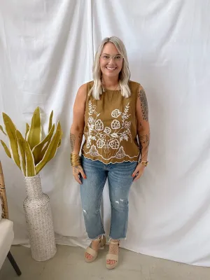 Tobacco Embroidered Tank Top