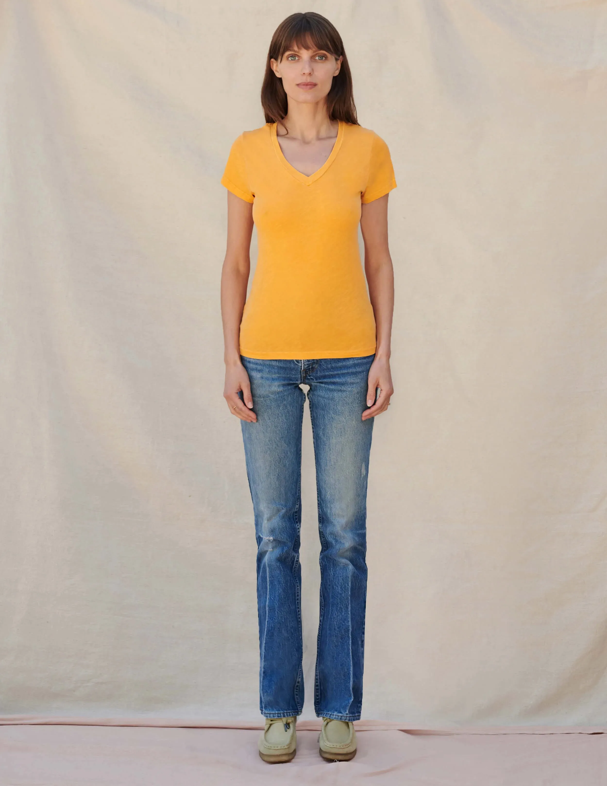 V Neck Tee - Pigment Mango