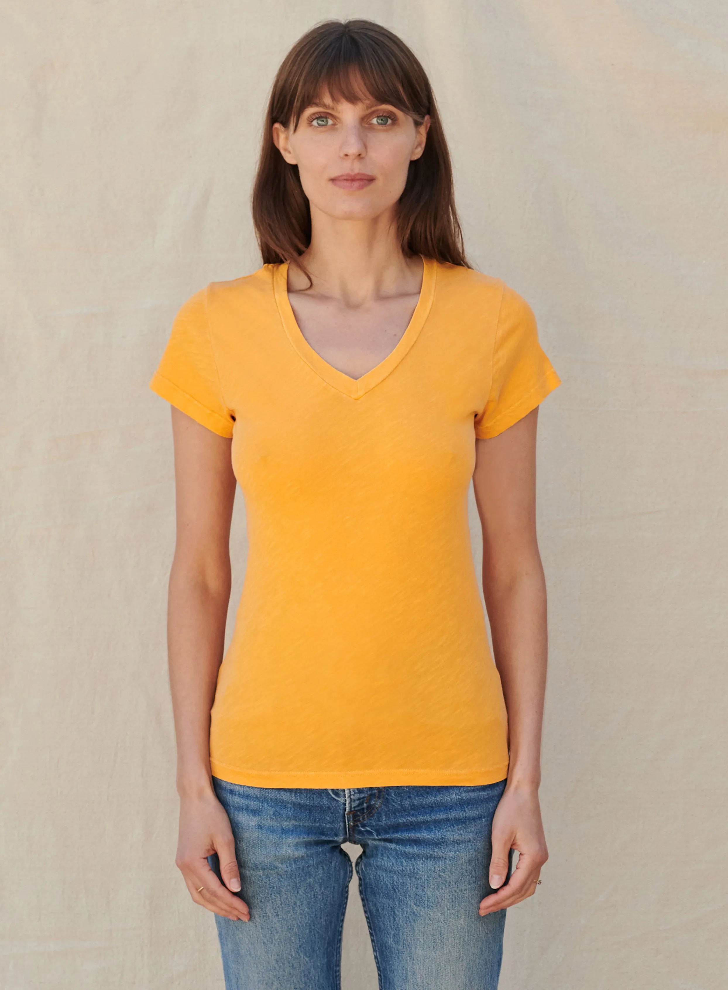 V Neck Tee - Pigment Mango