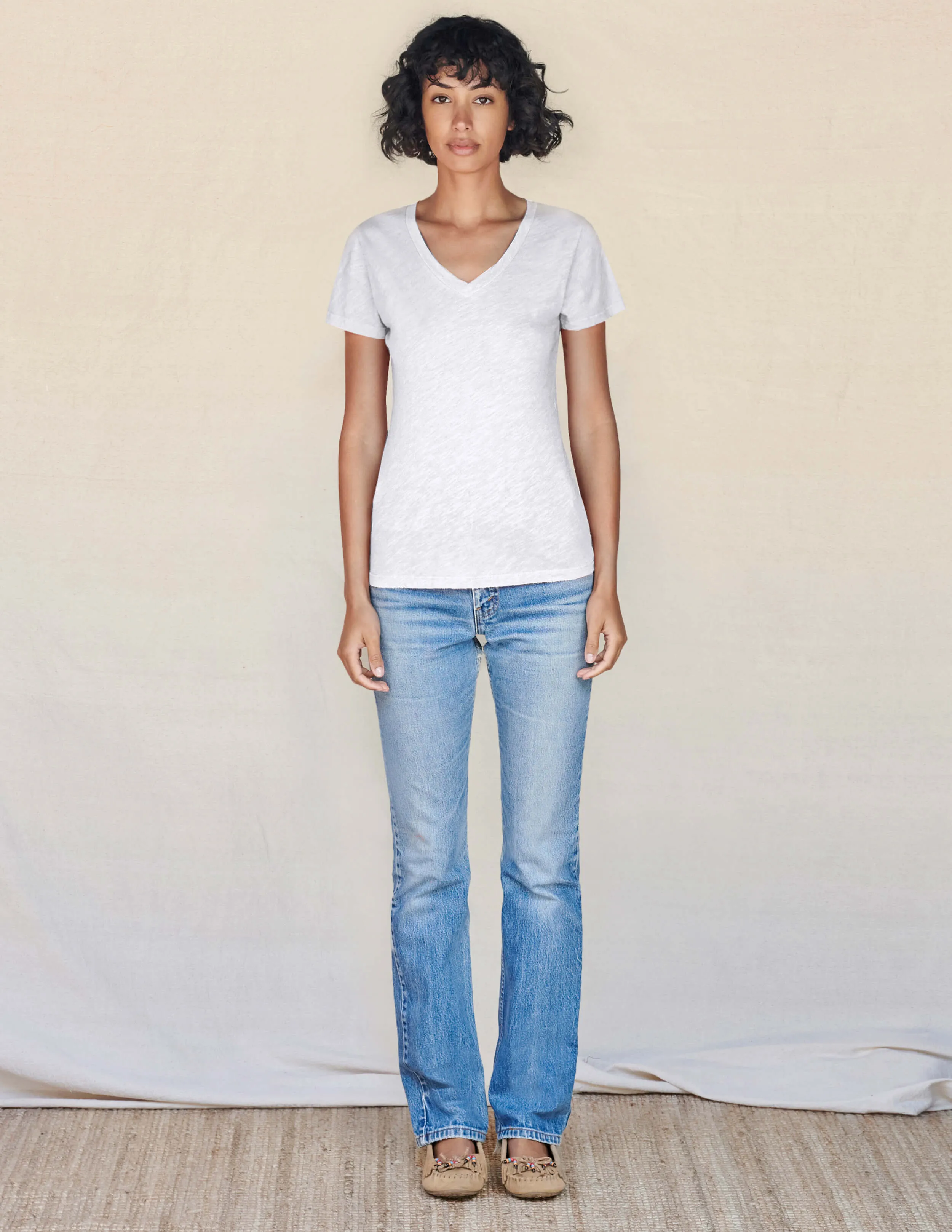 V Neck Tee - White