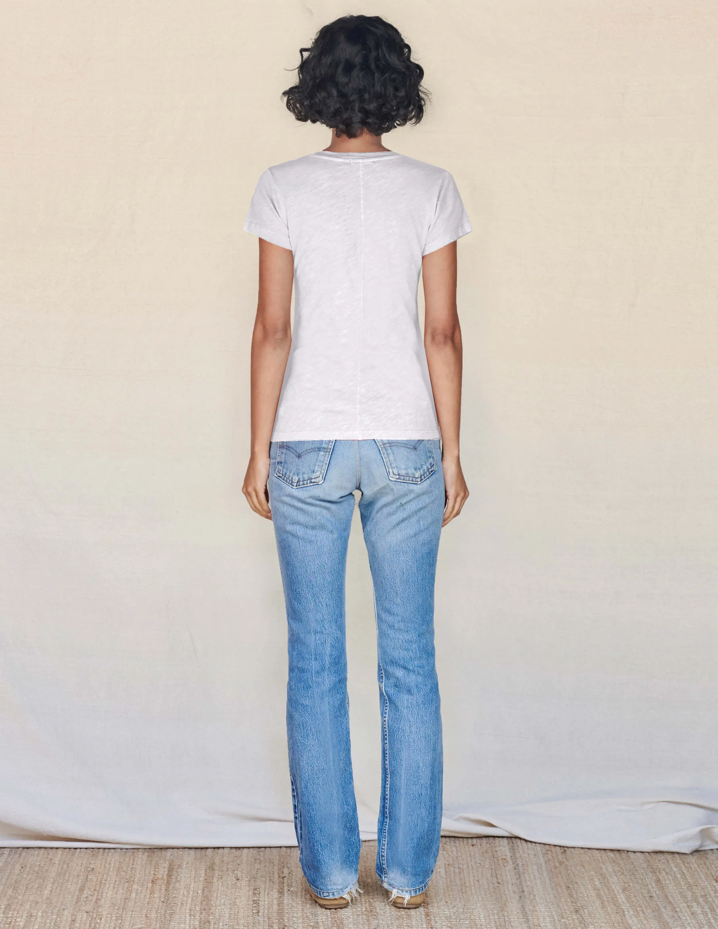 V Neck Tee - White