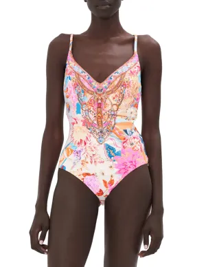 V Neck Underwire One Piece - Meet Me in the Garden