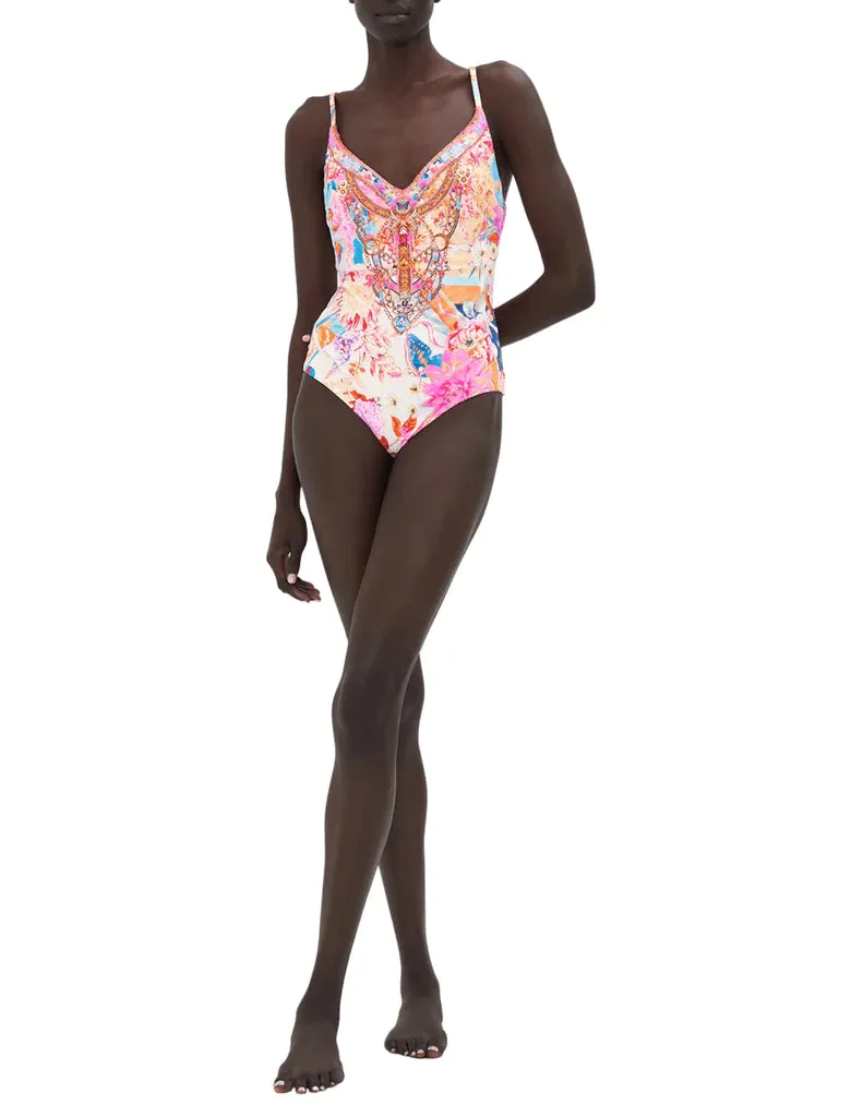 V Neck Underwire One Piece - Meet Me in the Garden