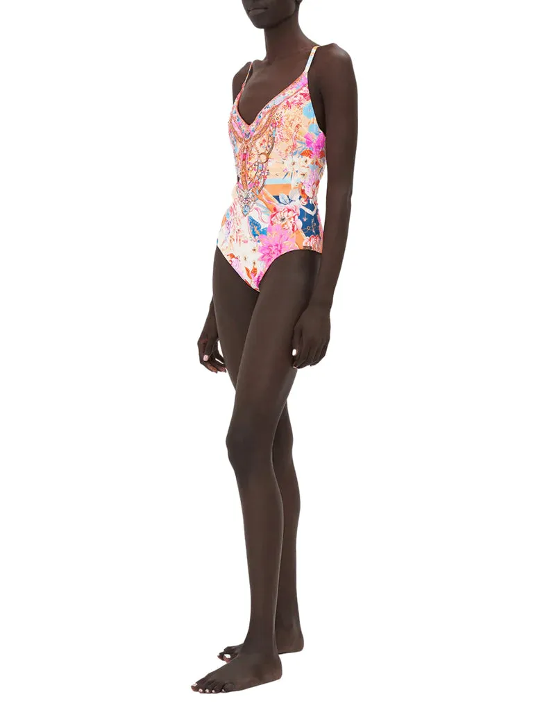 V Neck Underwire One Piece - Meet Me in the Garden