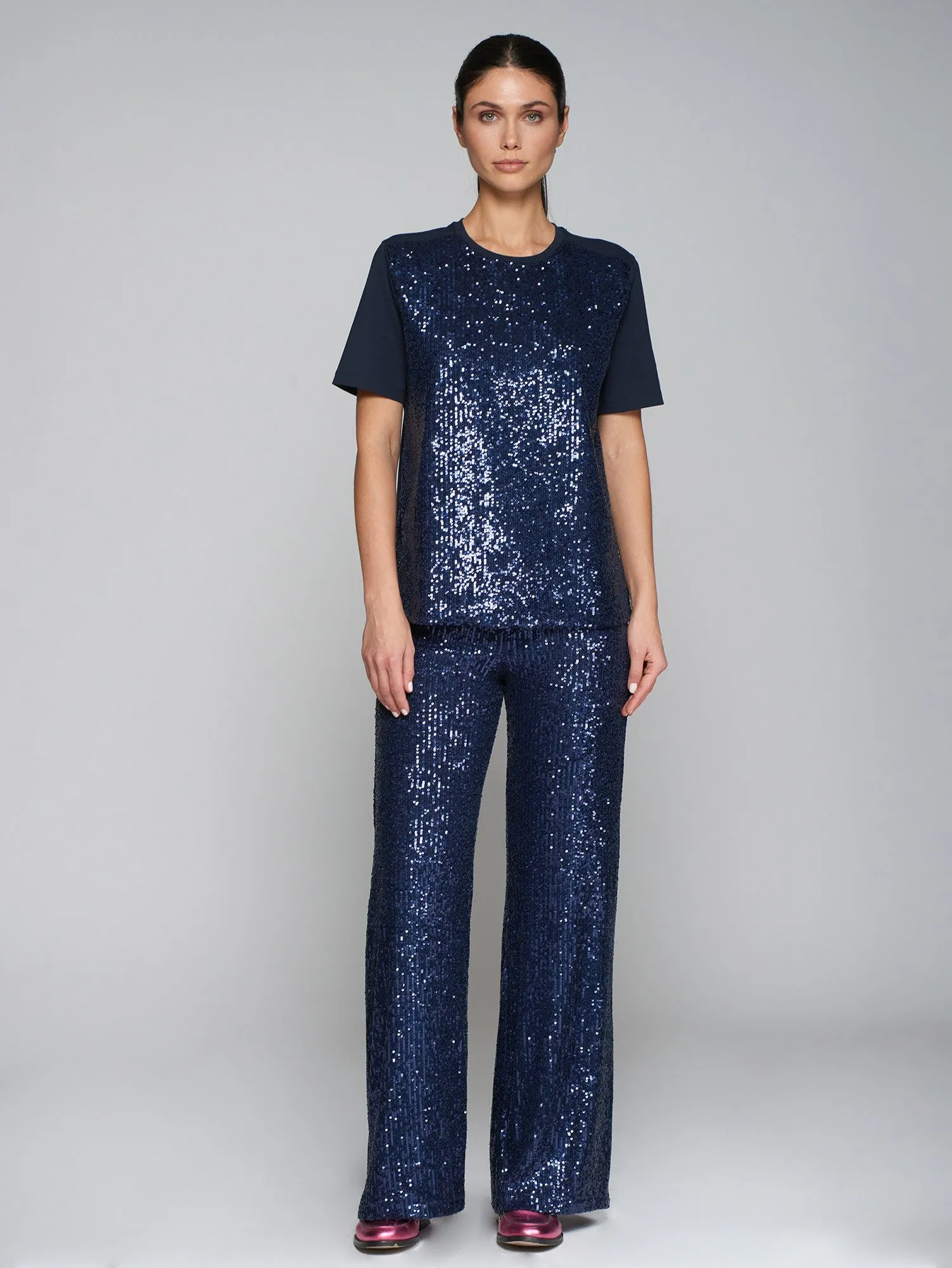 Venus Sequin Trousers - Navy