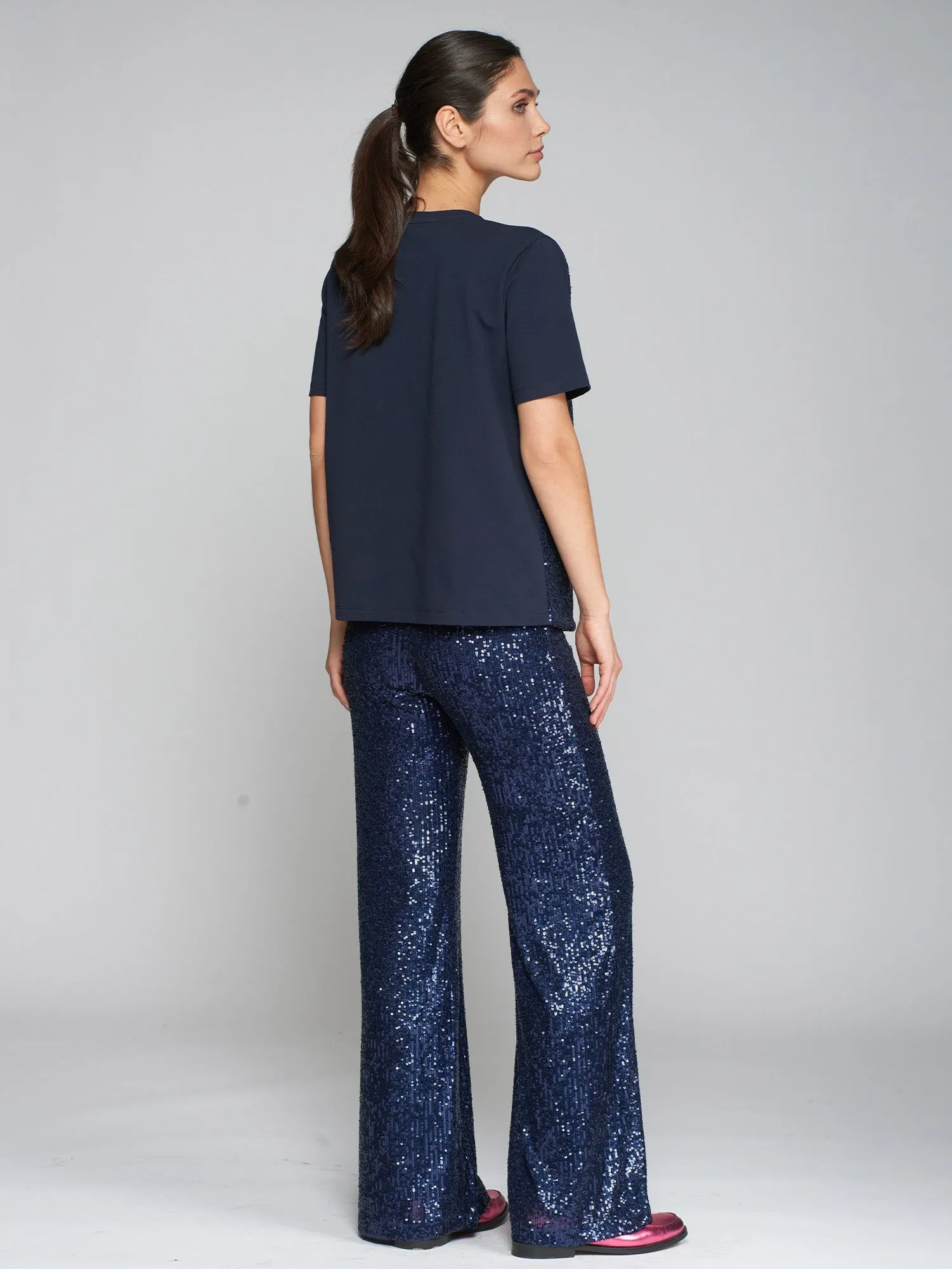 Venus Sequin Trousers - Navy