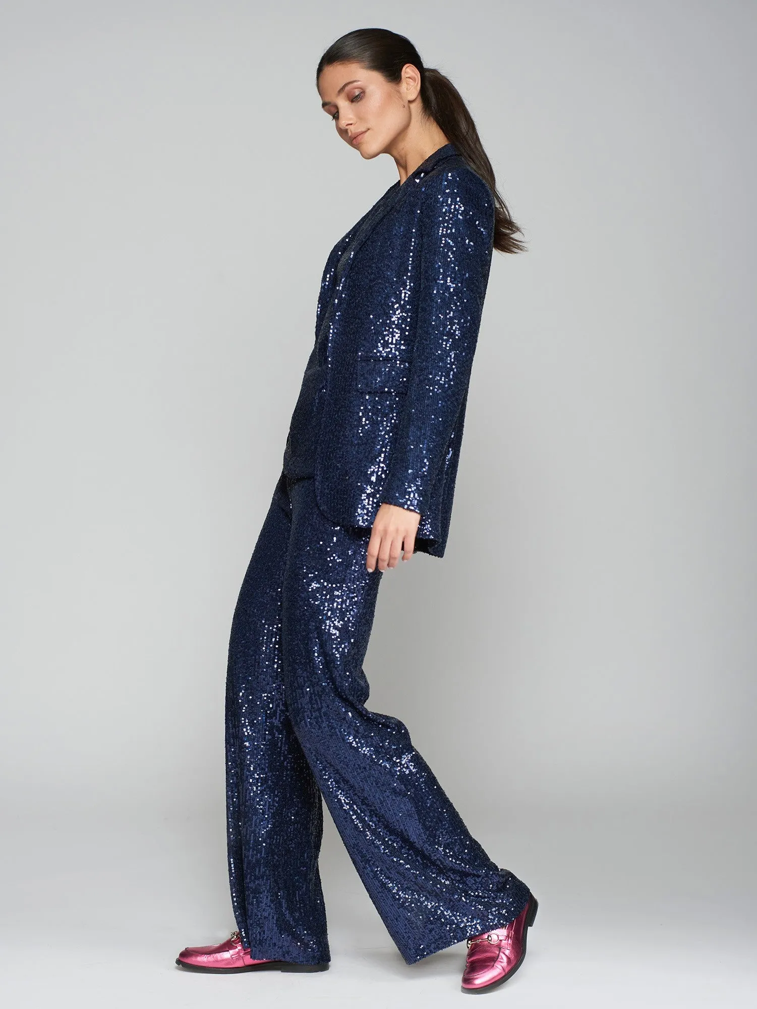 Venus Sequin Trousers - Navy