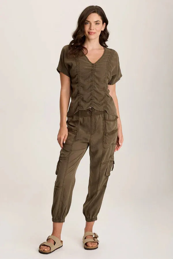 Werner Twill Ruched Cord Top - Westgate Pigment