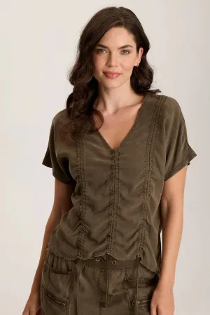 Werner Twill Ruched Cord Top - Westgate Pigment