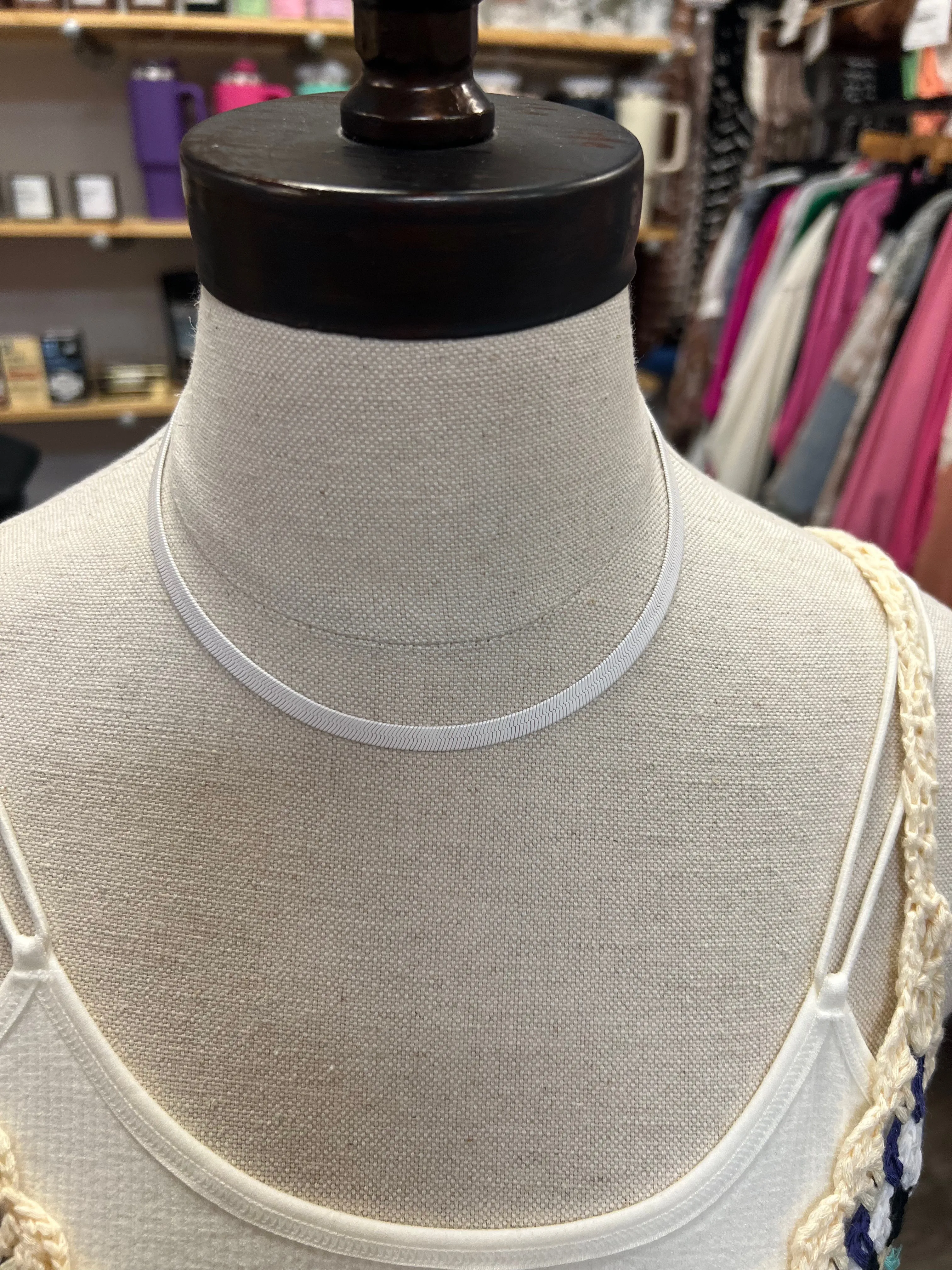 White Herringbone Necklace