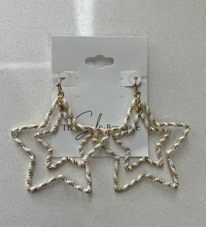 White Thread Star Earrings