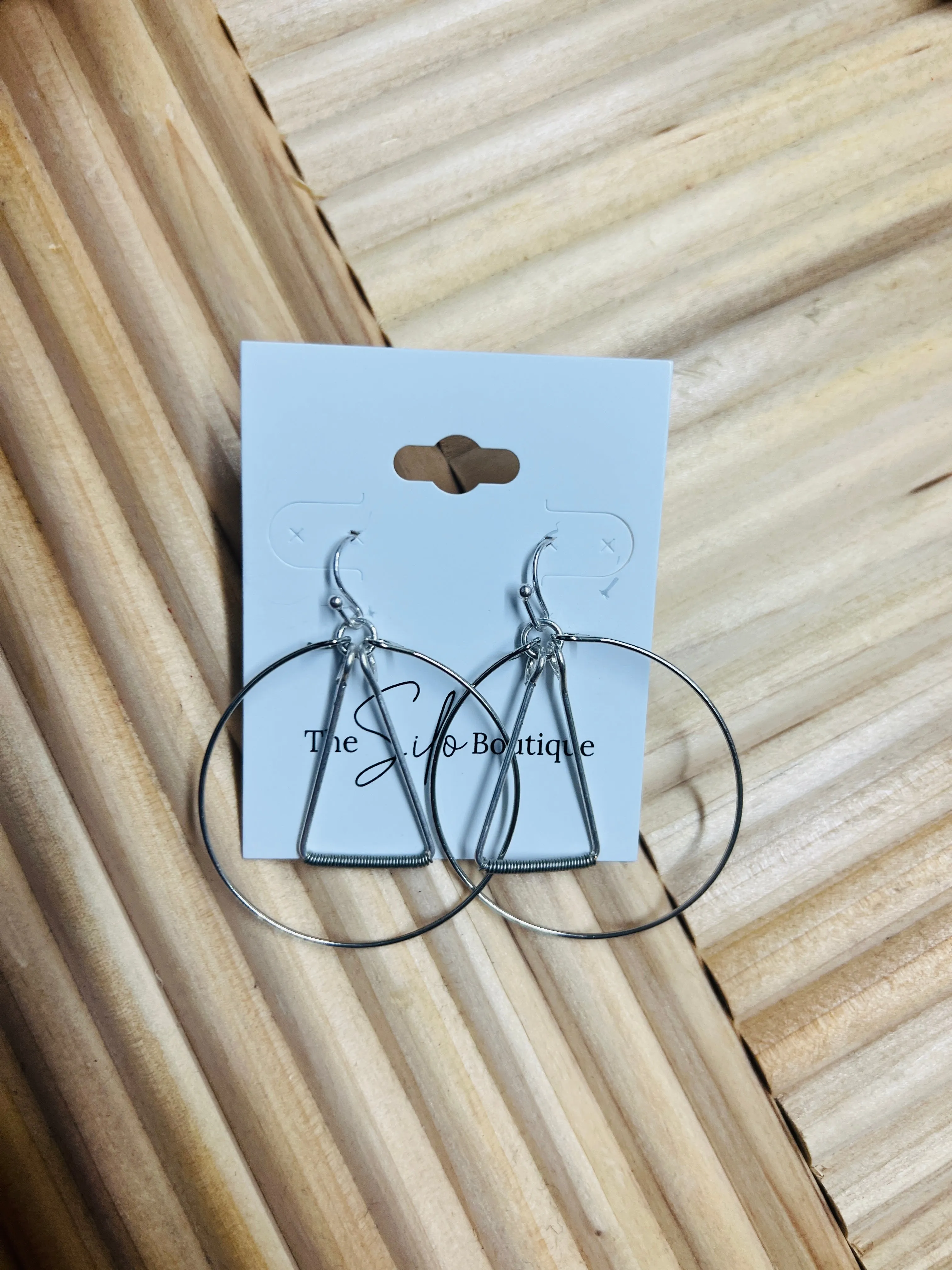 Wire Hoop Hook Drop Earrings