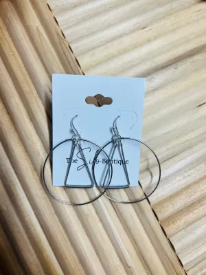 Wire Hoop Hook Drop Earrings