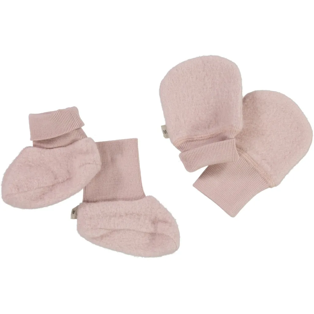 Wool Fleece Mittens - rose powder