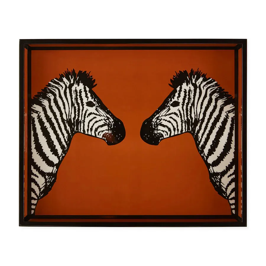 Zebra Lacquer Tray Orange