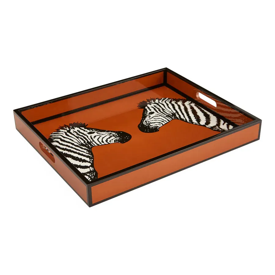 Zebra Lacquer Tray Orange